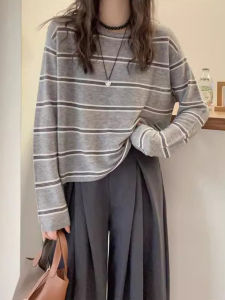 Comfortable Classic Striped Knitwear Loose round Neck Base Shirt Youthful Fashionable Lazy Style Long Sleeve Woolen Sweater