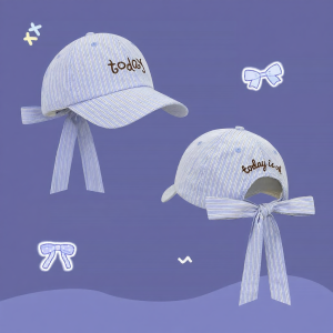 Sweet Sun Protection Striped Letter Embroidery Bow Tie Baseball Cap