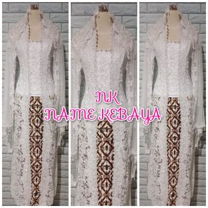 set kebaya brukat kutubaru semata kaki kebaya akad nikah kebaya manten kebaya brukat premium + slendang mutiara