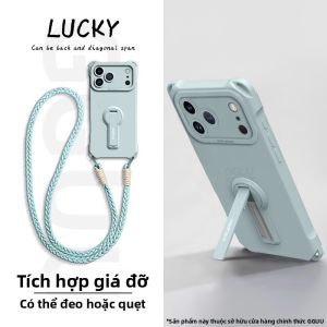 Ốp lưng điện thoại GGUU dành cho iPhone 16 Pro Max chất liệu silicon có dây đeo chéo khung đỡ phù hợp với nữ