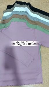 AQILA - Inner Ruffle Turtleneck / Turtleneck Kriwil Lengan Panjang | Swetear Kriwil /Turtleneck Kaos Kerah Tinggi RIB