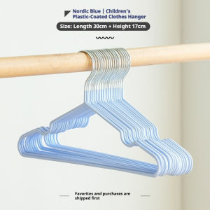 10PCS /30cm Childrens Anti Slip Rubber Coated Clothes Hanger PVC Metal Baby Clothes Hanger Home Dormitory Clothing Sorting