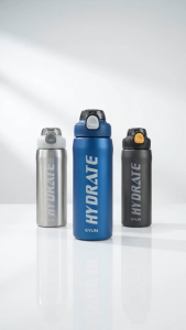 EYUN HYDRATE Straw Sports Water Bottle 1L BLUE