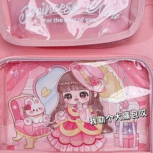 Pink Tote Bag for Girls A4 Book Bag for Kids Panda Handbag Tutoring Bag for Kids School Bag with Pencil Case