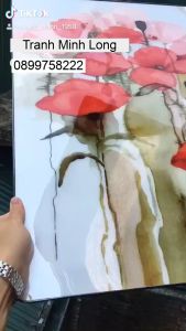 Bộ 3 tranh tráng gương hoa lá trang trí không gian tươi mới
