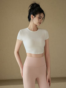 Womens Yoga Fitness Training Clothes Short Sleeve Slimming T-Shirt Pilates Exercise Sportswear Summer New Style Sports Top