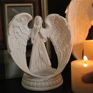 HOGO Praying Angel Candle Holder Guardian Angel Wedding Party Candlestick Cemetery Church Prayer Virgin Mary Ornament