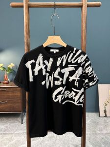 Mens Short Sleeve T-Shirt Summer Casual Loose Fit Cotton Antibacterial Print round Neck Fashionable Streetwear Five-Quarter Sleeve