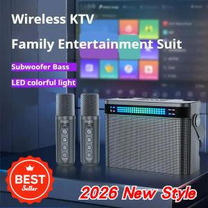 Karaoke King 360 BT Speaker with 2 Wireless Mics Colorful Party Lights Deep Bass Portable for Home Party and Outdoor