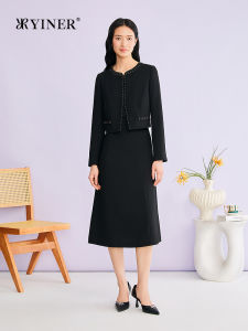 Spring New Graceful Pearl Beaded Round Collar Faux Layer Waist Shaping Dress