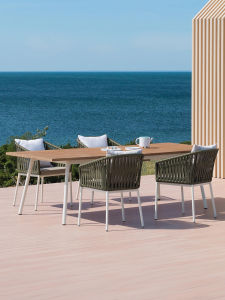 Modern Simple Outdoor Wicker Chair Aluminum Alloy Balcony Table Set Courtyard Leisure Chair Restaurant Tea Milk Shop Chair