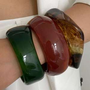 Ingemark Vintage Chunky Resin Acrylic Bangles for Women 2025 New Fashion Geometric Irregular Wide Bracelets Grunge Jewelry Gift