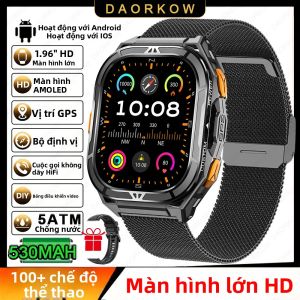 Đồng Hồ Thông Minh DAORKOW GPS Dành Cho Nam Màn Hình AMOLED HD 1.96 Inch Hơn 170 Chế Độ Thể Thao La Bàn Gọi Bluetooth Chống Nước 5ATM Theo Dõi Sức Khỏe