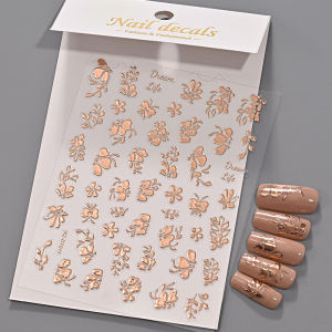 1 Miếng Dán Trang Trí Móng Tay Hoa 3D Vàng Hồng Phong Cách Bohemia Hoa Văn Cổ Điển Dập Nổi Tự Dính Của MAFANAILS