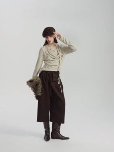DUSHU | Relaxed Decorative Pleated Culottes Trousers