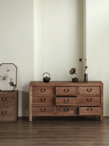 Retro Old Elm Wood Storage Cabinet