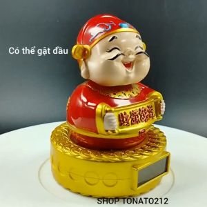 TƯỢNG THẦN TÀI GẬT ĐẦU LẮC LƯ NĂNG LƯỢNG MẶT TRỜI TRANG TRÍ XE Ô TÔ CAO 11.5CM