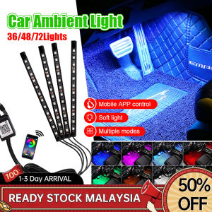 4 in 1 Car Interior Decorative Lighting USB RGB LED Light Strip App Control Car Ambient Light Foot Lamp Car Led Strip Atmosphere