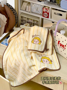 ผ้าขนหนูแห้งหนาลายทาง 3 ชิ้น ผ้าขนหนูอบไอน้ำ หมวกแห้งผม ผ้าขนหนูอาบน้ำ ผ้าขนหนูอบไอน้ำ ผ้าขนหนูอบไอน้ำ Coral Velvet ผ้าขนหนูอบไอน้ำสำหรับผู้หญิง