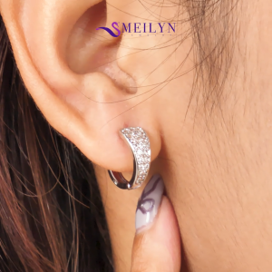 MEILYN Anting Klip Perak 3 Baris Fashion Wanita Cantik 0262230419
