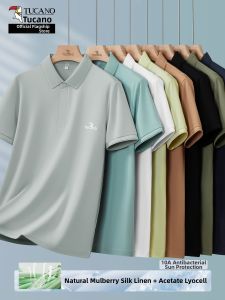 TUCANO | Silk Linen Mens Polo Shirt Summer New Casual Father Wear