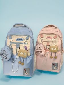 กระเป๋าเป้สะพายหลังนักเรียนมัธยมปลาย ความจุขนาดใหญ่ น้ำหนักเบา ทนทาน กระเป๋าสะพายไหล่แบบสองข้างสำหรับเด็กผู้หญิง