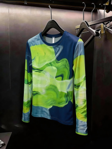 LIANGYILAILIN | European Trendy Tie-Dye Mesh T-Shirt Women