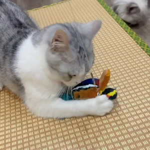 Feather Cat Toy with Real Bird Sound & Catnip - Touch Activated Chirp Detachable Hanging Rope Chew-Resistant for Indoor Cats Play