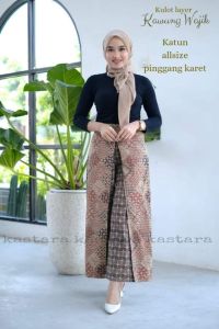 CELANA KULOT LAYER LAWASAN BATIK CELANA TUMPUK KERJA KANTORAN BAWAHAN BATIK SOGAN GENES CASUAL