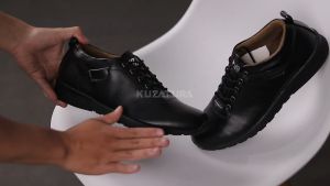 Sepatu Kerja Formal Pria Oxford Pantofel Kulit Sintetis Full Black Resmi Kantor Casual 046