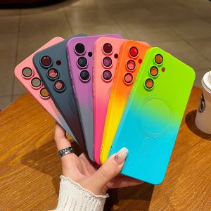 เลนส์กล้องป้องกันเคสโทรศัพท์สําหรับ Magsafe Samsung Galaxy A05 A06 A16 A26 A36 A56 A15 A25 A35 A55 A14 A24 A34 A54 ฝาครอบซิลิโคน