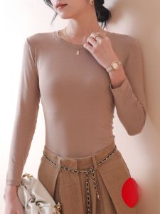 Miiow | Womens Round Neck Long Sleeve Base Shirt Slim Fit Inner Wear Top Stylish Autumn Winter Thickened Casual Comfortable T-Shirt