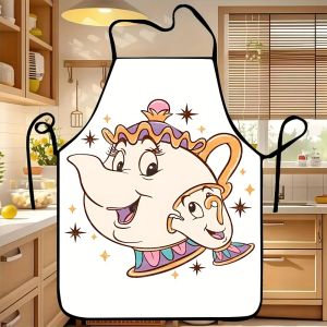Cartoon Print Apron Multi-Scene Use Universal Apron for Baking Painting Kitchen & Household Cleaning