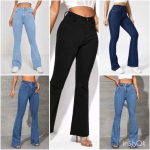 Chic Bootcut Jeans Full Length High-Waist Womens Casual Denim Pants