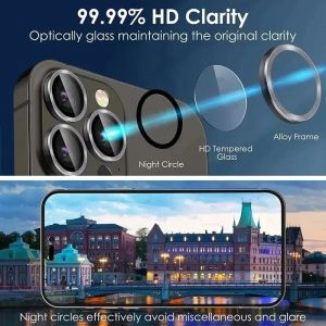 Screen Protectors for Xiaomi Poco M6 Pro 4G Camera Lens Protectors Metal Camera Ring Achter Metalen Hoes Lens Protector Tempered Glass