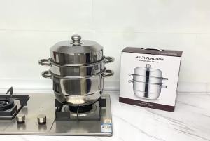 28cm 3-Tier Stainless Steel Steamer Pot Large Capacity Multi-layer Steam Soup Pot