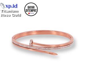 Gelang Tangan Wanita Model Paku Permata Titanium Stainless Steel Anti Karat Xpid55