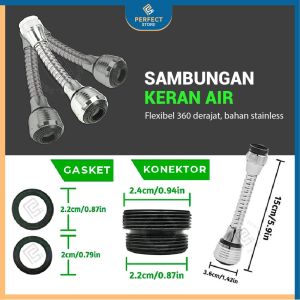 Faucet Water Wastafel Sambungan Kran Air westafel 360 Derajat Turbo Flex Anti Splash Shower Flexibel 2 Mode