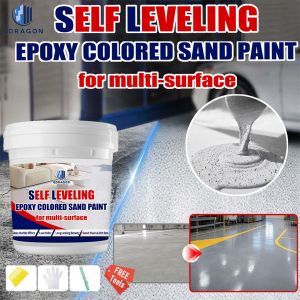 Epoxy Colored Sand Paint Self-Leveling Epoxy Paint For Flooring Floor Paint For Cement Epoxy Flooring Paint With Tools Cement Floor Paint High Gloss Non-Slip Paint Imitation Marble Cement Imitating Marble Tiles Anti Slip And Wear-Resistant Paint