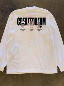 Charge the Price First!!! American Retro Oversize Letter Long Sleeves T-shirt Street All-Match Spring and Autumn Bottoming Shirt