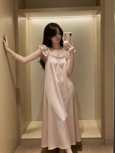 V.C.I | Padded Cool Silky Glossy Spaghetti Strap Dress for Summer Mid Length