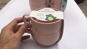 Cốc uống nước cho Bé Amori (Bộ 02 cái) Inochi Nhật Bản ly nhựa trẻ em an toàn nhựa nguyên sinh kháng khuẩn Ag+ không BPA