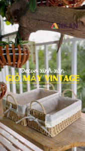 Giỏ Cói Vintage Có Quai – Đựng Đồ Đi Picnic Decor Nhà Cửa