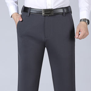 Loose Fit High Waist Straight Leg Mens Casual Pants Extra Large Size High Elasticity Thin Style Iron Free Long Trousers