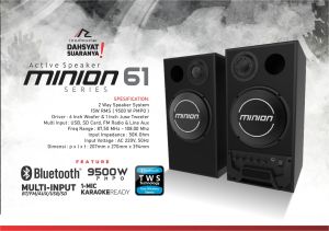 TWS Bluetooth Roadmaster Minion 61 dengan Drivers 1 x 6\\\" Woofer 1 x 1\\\"Juse Tweeter 15W RMS (9500 W PMPO) Dahsyat Suaranya