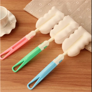 GUOYIHUA 5pcs ฟองน้ำขวดนมแปรงพับยาวจับแปรงฟองน้ำขวดนมถ้วยแปรงแก้วสีสุ่ม