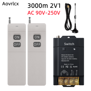 Aovrlcx RF Wireless Remote Control Switch 433Mhz 3000M AC 110V-220V 30A Relay for Light Lamp Water Pump Door Access System 3000M