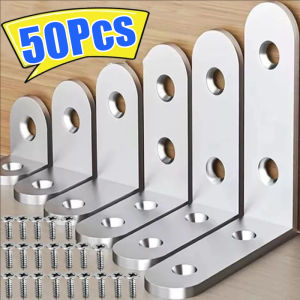 20/30/50pcs Stainless Steel L-Shaped Joint Bracket / 90 Degree Right Angle Shelf Support Bracket with Screws / Premium Metal Corner Bracket Fastener / Furniture Joint Brace Bracket