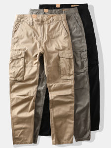 XIAXIANG | Elastic Multi-Pocket Retro Washed Casual Loose Khaki Work Pants
