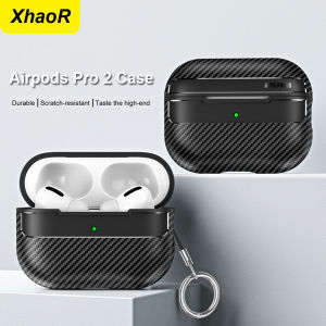 For Original Airpods Pro 2 Case Carbon Fiber Texture Soft Silicone Earphone Case Shockproof With Hook For Funda Air Pods 4 Cover